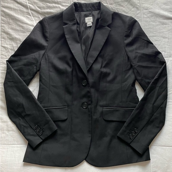 J Crew Factory Lightweight Wool Blazer Black 6 Career Tailored Office Academia - Picture 1 of 7